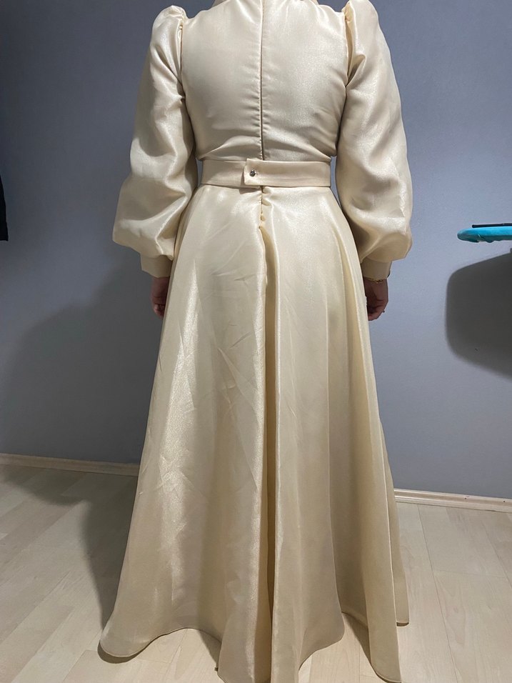 Bej Uzun Kollu Salaş Elbise - Görsel 5