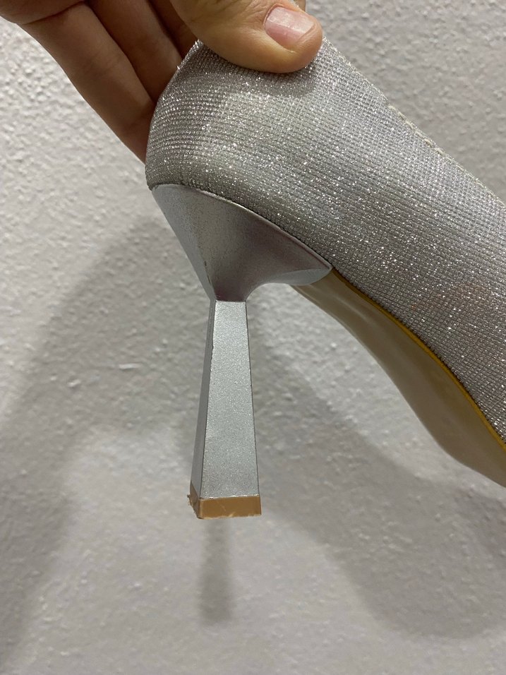 Gri Simli Stiletto Kadın Abiye Ayakkabı - Görsel 4