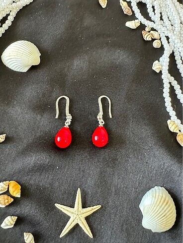 Accessorize Kırmızı incili küpe