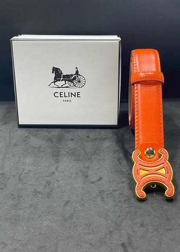 Celine Turuncu Deri Tokalı Kadın Kemer