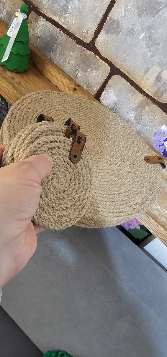 jüt supla takımı 
6 33 cm lik supla ve 6 bardak altlığı - Görsel 3