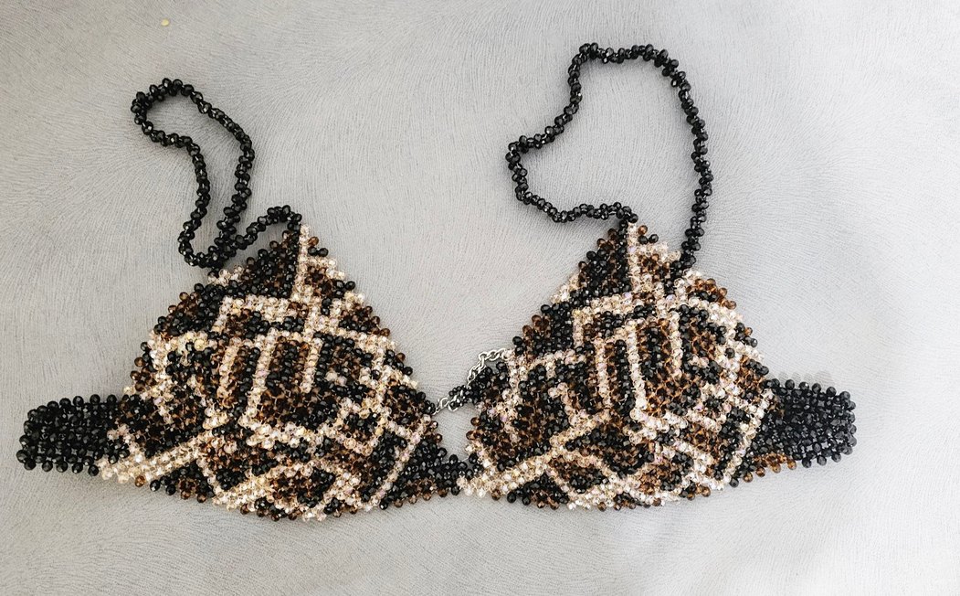 leopar deseni Boncuklu Büstiyer - Görsel 5