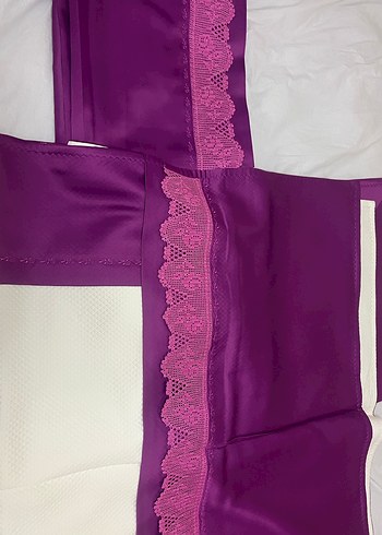 Özdilek Mor dantelli pike saten ve Çarşaf Takımı