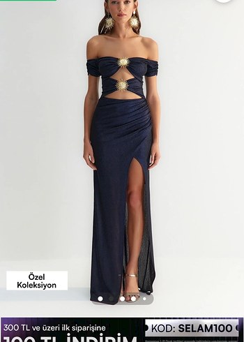 Sırt Dekolteli Lacivert Uzun Elbise - Görsel 2