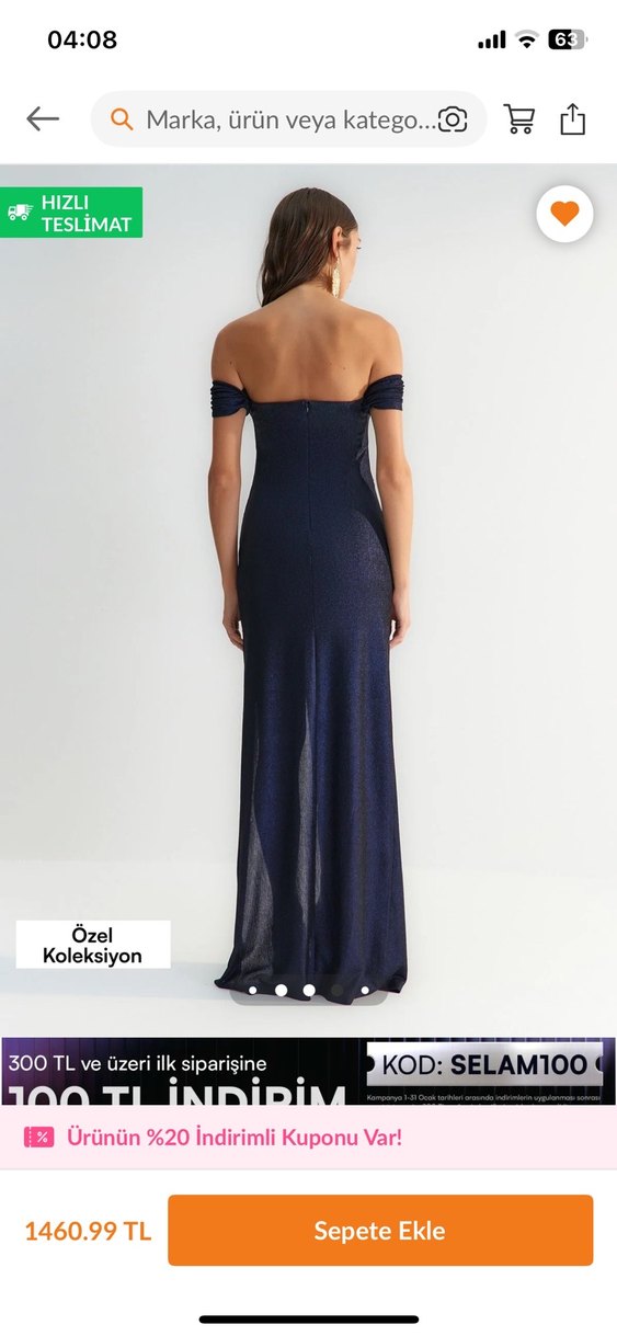 Sırt Dekolteli Lacivert Uzun Elbise - Görsel 3