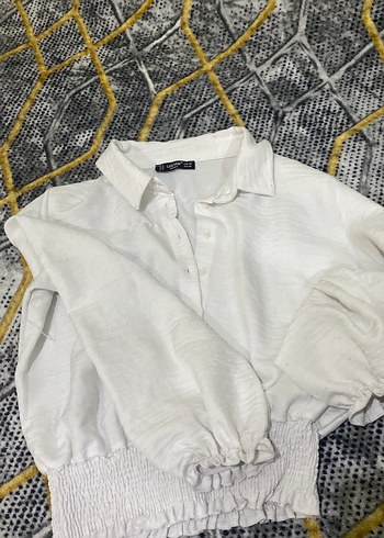 Düğmeli Beyaz Keten Kadın Gömlek - Görsel 3