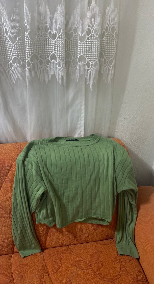 Yeşil Rahat Kesim Triko Kadın Kazak - Görsel 2