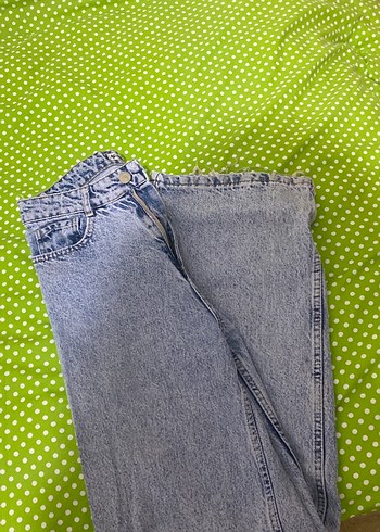 Gri Düğmeli Bol Kesim Kadın Jean - Görsel 2