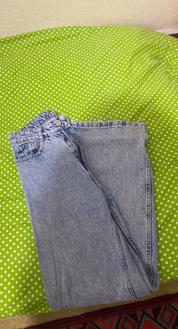 Gri Düğmeli Bol Kesim Kadın Jean - Görsel 2