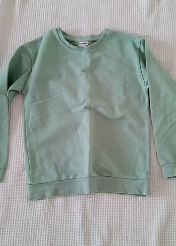 Kız Çocuk Yeşil Bisiklet Yaka Sweatshirt