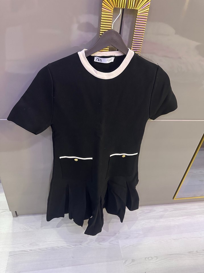 Düğmeli Siyah Mini Kadın Tulum - Görsel 3