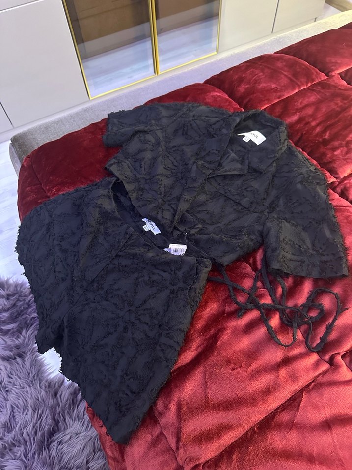 Kısa Kollu Siyah Mini Kadın Sabahlık - Görsel 4