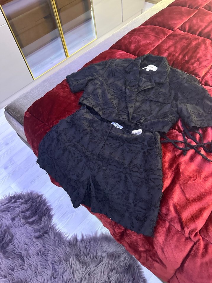 Kısa Kollu Siyah Mini Kadın Sabahlık - Görsel 2