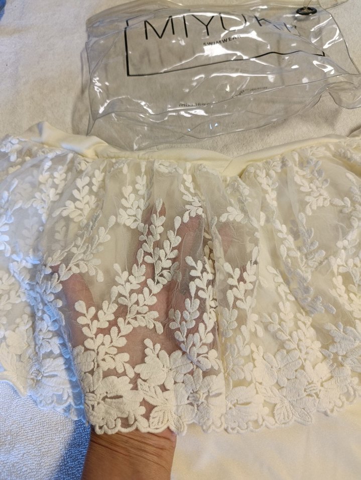 Beyaz Dantel Detaylı Mini Bohem Mayo - Görsel 2