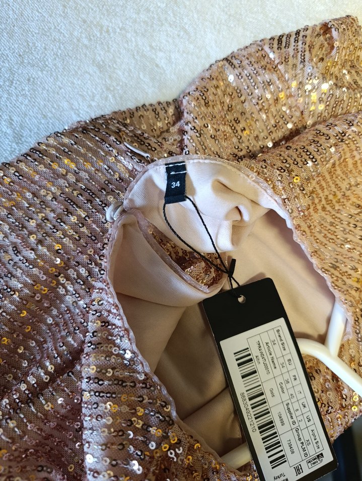 Parlak Payetli Uzun Kollu Mini tulum - Görsel 5