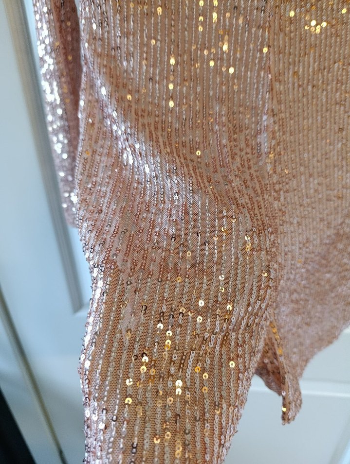 Parlak Payetli Uzun Kollu Mini tulum - Görsel 3