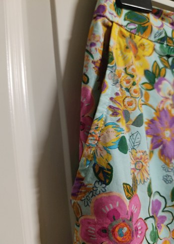 adL Çiçek Desenli Düğmeli Bohem Midii Etek - Görsel 2