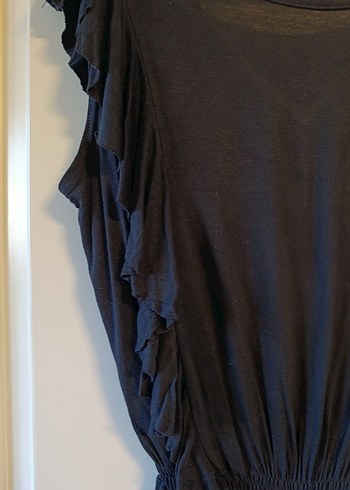 Siyah Keten Kadın Kısa Tulum - Görsel 2