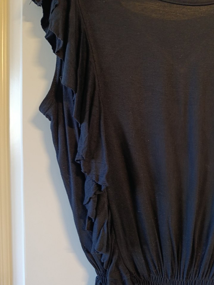 Siyah Keten Kadın Kısa Tulum - Görsel 2