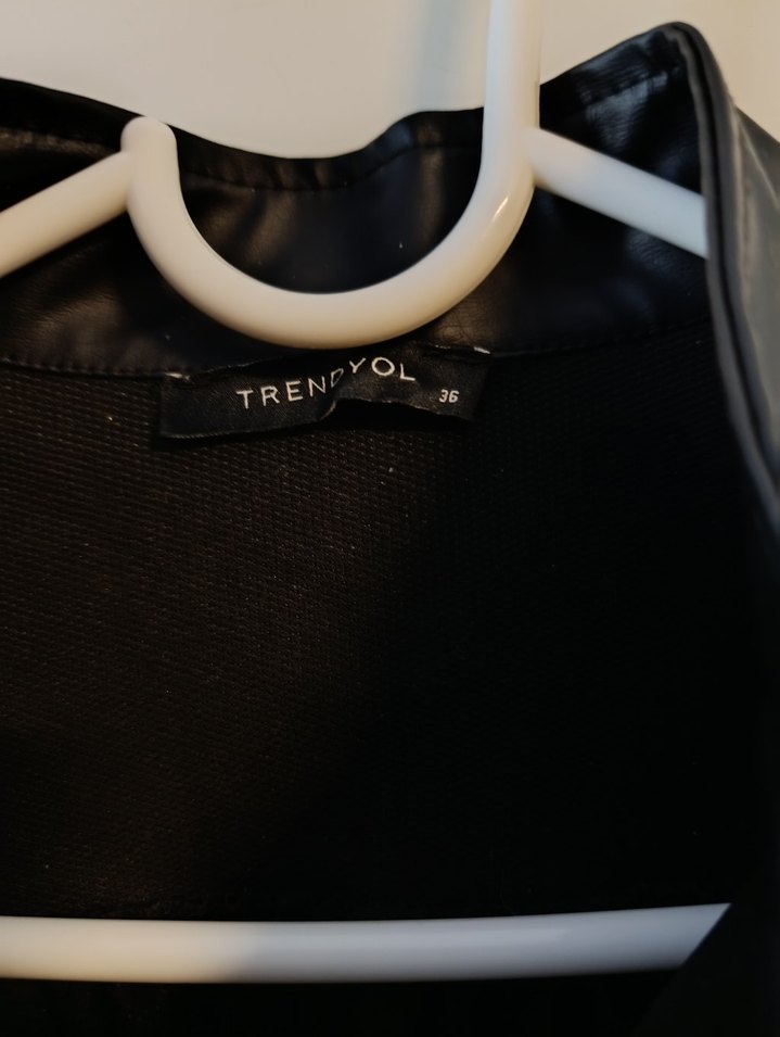 Siyah Deri Kadın Tulum, Kemerli, Uzun Kollu - Görsel 5