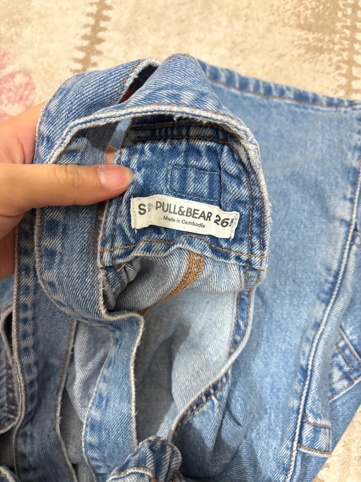 Kadın Mavi Denim Midi Salopet - Görsel 3