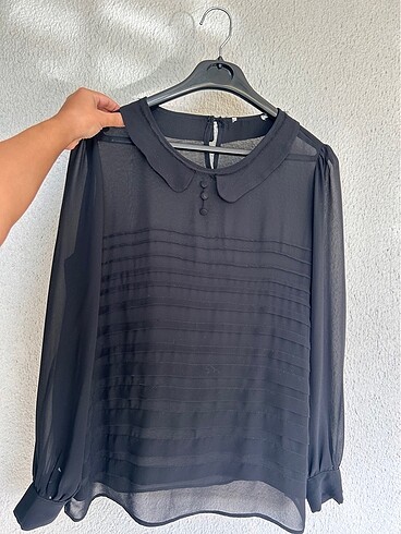 Mango Siyah transparan bluz