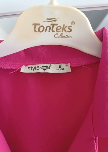 s Beden pembe Renk Pembe Mini Düğmeli V Yaka Kadın tulum