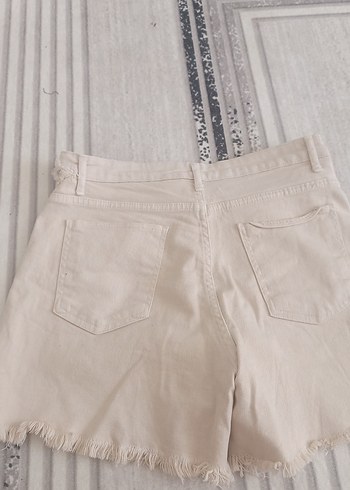 m Beden ten rengi Renk Bej Kadın Mini Kot Şort Rahat Kesim
