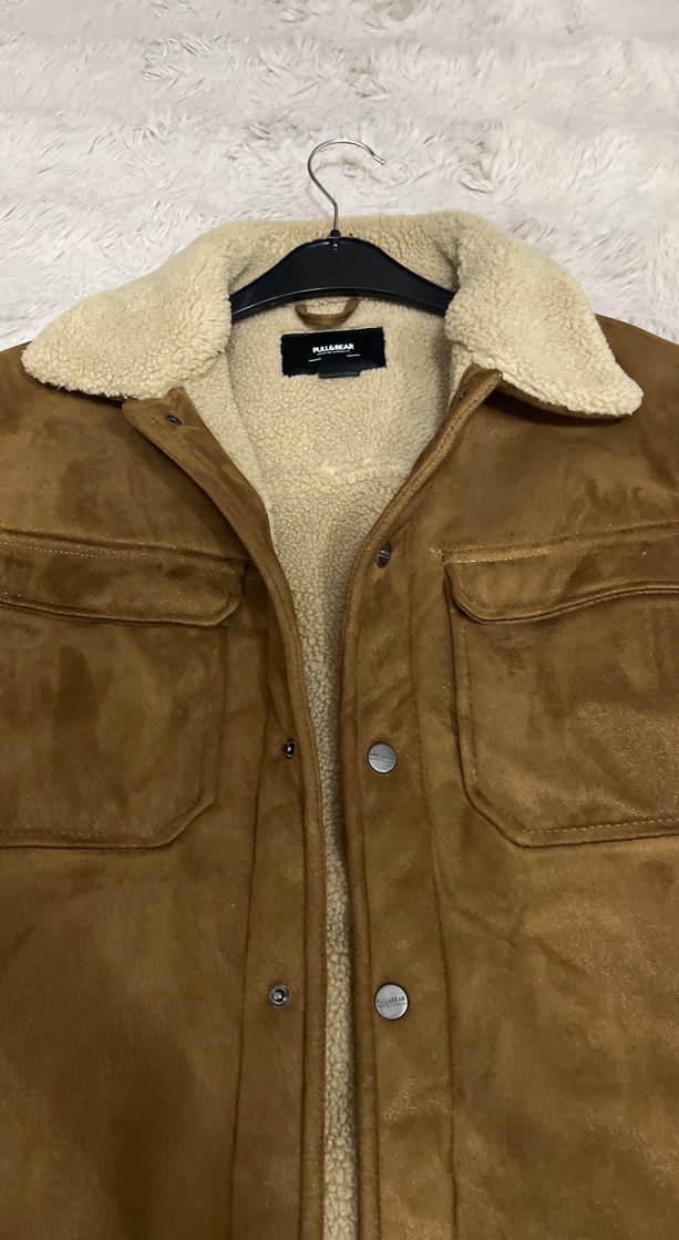 Düğmeli Kahverengi Süet erkek Ceket - Görsel 3