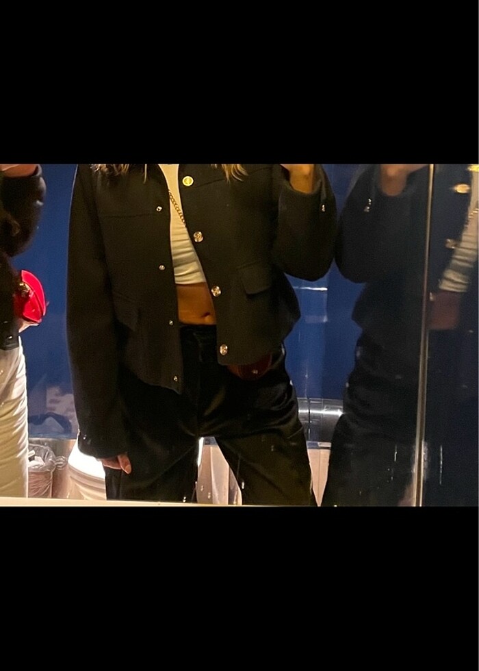 Zara soft kısa lacivert ceket - Görsel 3