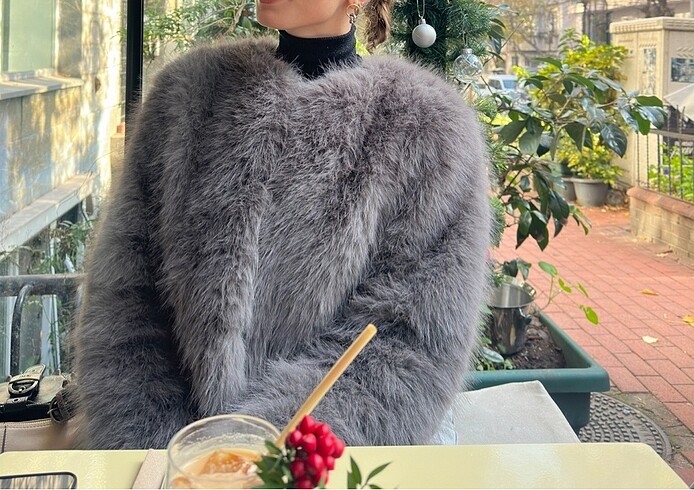 Zara gri kürk - Görsel 5