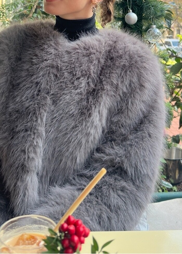 Zara gri kürk - Görsel 5