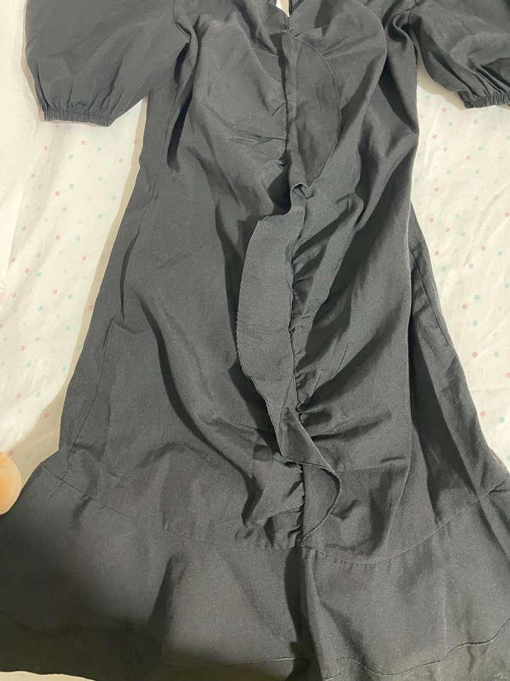 balon kol siyah mini elbise - Görsel 2