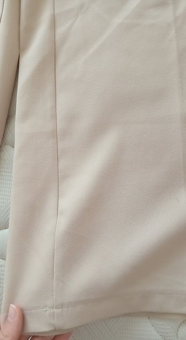 Bej Kadın bol paça kumaş pantolon - Görsel 4