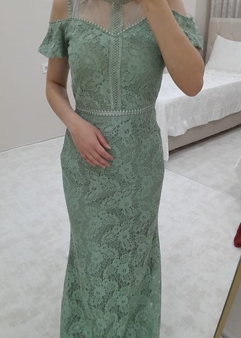 Dantel Detaylı Straplez Uzun Abiye Elbise - Görsel 4