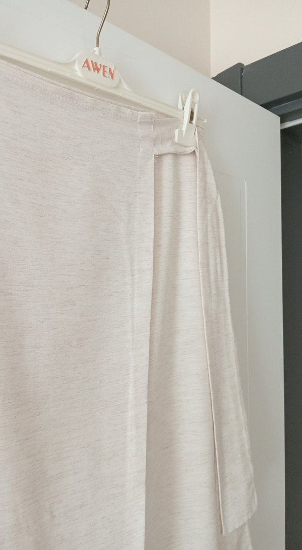 bej keten bağlamalı etek - Görsel 3