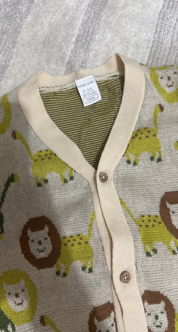 Erkek Bebek Örme Takım Aslan Desenli - Görsel 2