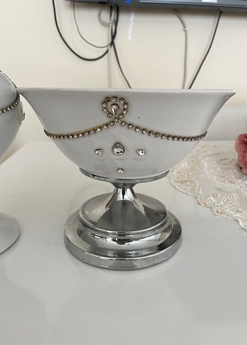 Beyaz Taşlı Seramik ikiliVazo - Görsel 4