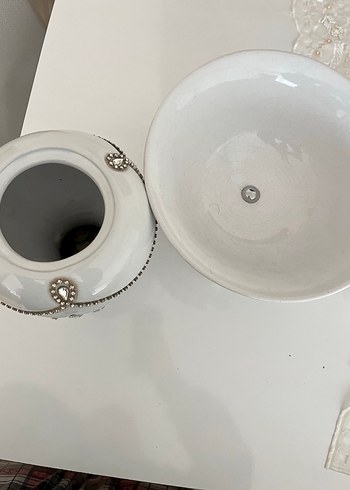 Beyaz Taşlı Seramik ikiliVazo - Görsel 3