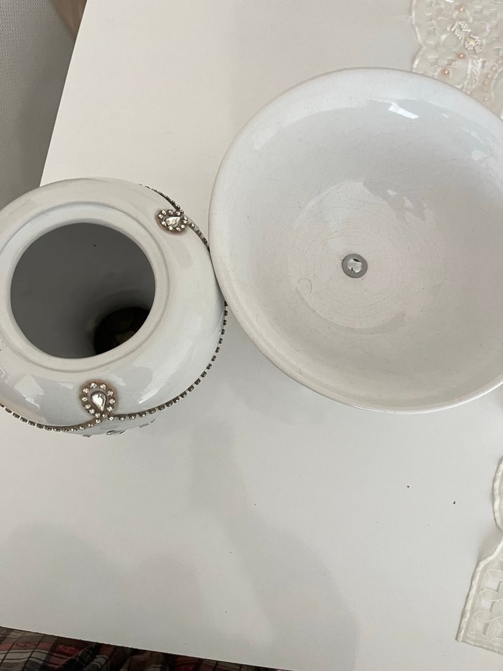 Beyaz Taşlı Seramik ikiliVazo - Görsel 3