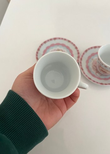 Pembe Pastel Desenli 2'li Kahve Fincan Takımı - Görsel 4