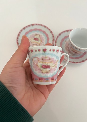 Pembe Pastel Desenli 2'li Kahve Fincan Takımı - Görsel 3