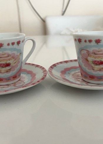 Pembe Pastel Desenli 2'li Kahve Fincan Takımı - Görsel 6