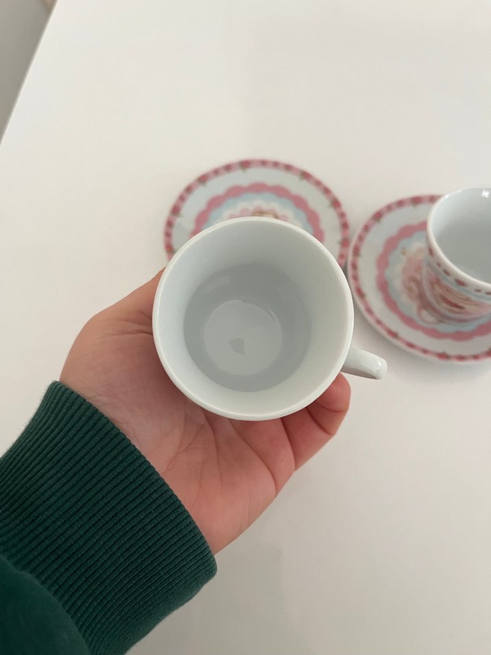 Pembe Pastel Desenli 2'li Kahve Fincan Takımı - Görsel 4