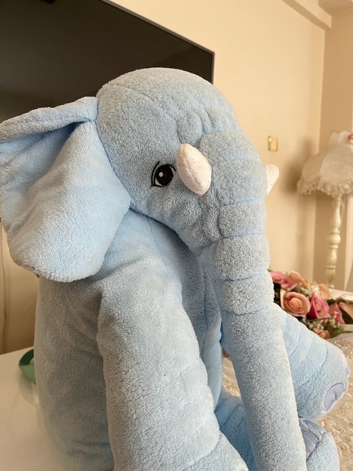 Pastel Mavi Peluş Fil Oyuncak - Görsel 2