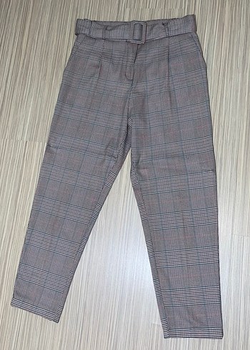 Tokalı Kahverengi Gri çizgili Kumaş Pantolon - Görsel 3