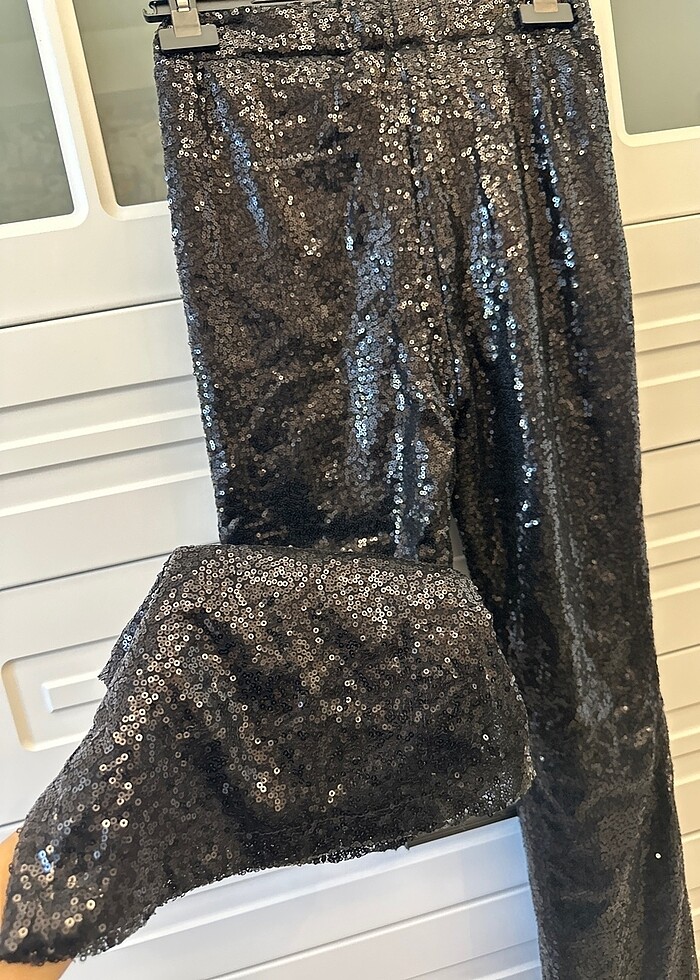 Payetli ispanyol paça pantolon - Görsel 3