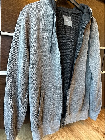 s Beden gri Renk Koton kapüşonlu sweat ceket
