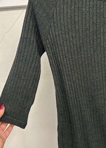 Gri Kadın Triko Uzun Elbise - Görsel 3