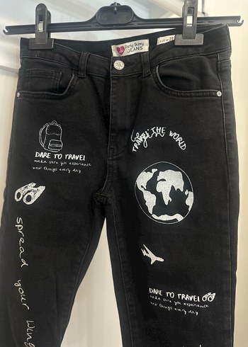 Siyah Baskılı Kadın Denim Pantolon - Görsel 2